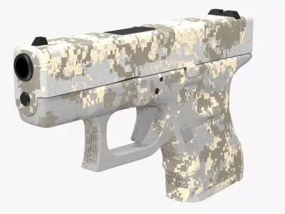 Glock 26 Camouflage Grey Low-poly 3D model