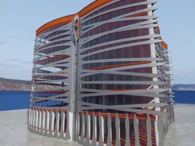 Twin decker shuttle elevator with facade 3D model