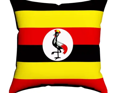 Uganda Flag square Cotton Pillow 3D model