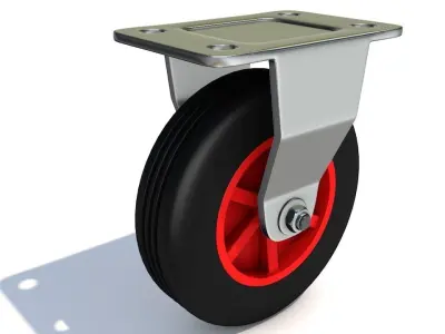 Set of realistic high quality caster wheels for cart 3D model