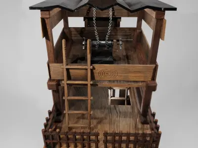 Low Poly Siege Tower with 4K Textures Low-poly 3D model