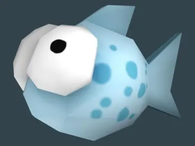Cartoon low poly fish with multiple textures Low-poly 3D model