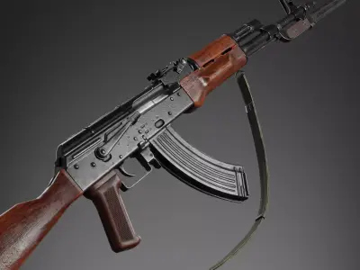 AK-47 Realistic rifle Low-poly 3D model