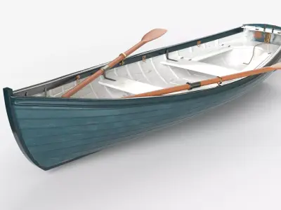 Green wooden boat 3D model