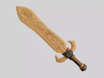 Wood Sword Low-poly 3D model