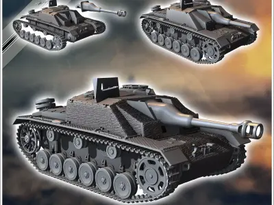Sturmhaubitze StuH III Ausf G 1944 SdKfz 142-2 - miniatures tabl 3D print model