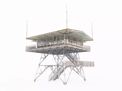 Modern architectural observation tower and guard tower 3D model