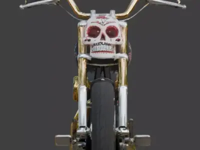 Mexican Dia de los Muertos Jeweled Chopper Motorcycle Low-poly 3D model