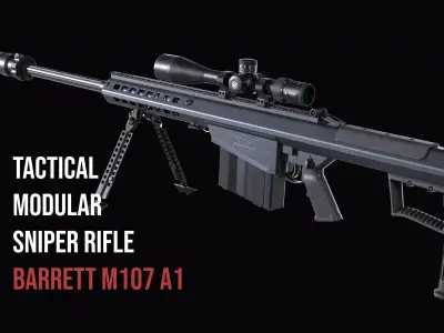 Tactical Modular Anti materiel sniper rifle Barrett M107A1 Low-poly 3D model