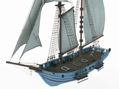 Ancient medium sized sailboats 3D model