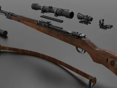 Kar98k Sniper Rifle Fps - Tps Low-poly 3D model
