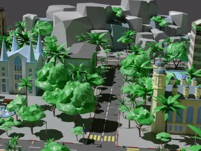 City 3 Asian Low-poly 3D model