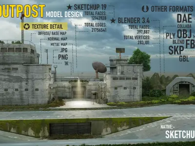 Outpost 3 Low-poly 3D model