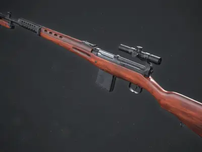 PBR Soviet SVT-40 Semi-Automatic rifle Low-poly 3D model