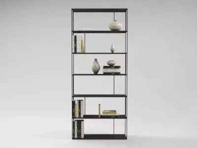 Metal black bookshelf in a modern style Free 3D model