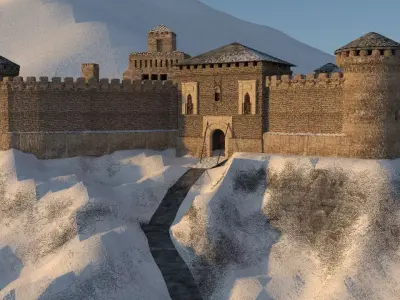 Castle medieval Low-poly 3D model