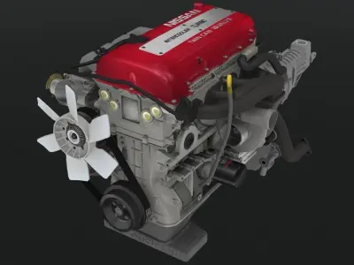 Nissan SR20DET Red Top engine Low-poly 3D model