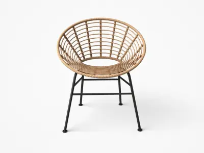 Shell outdoor Dining Chair wicker Low-poly 3D model