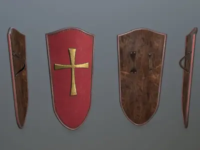 shield set 4 warrior holding Low-poly 3D model