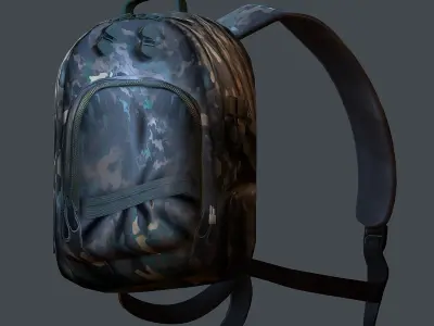 Backpack military combat Black baggage Low-poly 3D model