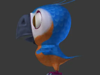 Cartoon lowpoly parrot  Low-poly 3D model