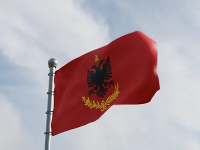 Animated Albania Flags 3D model