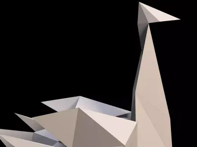 Ostrich in Origami style Free low-poly 3D model