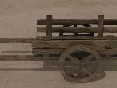 Medieval cart Low-poly 3D model