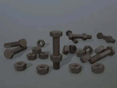 Bolts bolt and nut Low-poly 3D model