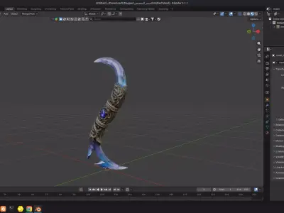 Frostfang Dagger - Ice Fantasy Weapon Low Poly Low-poly 3D model