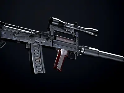 OTs-14 Groza Variants PBR Low-poly 3D model