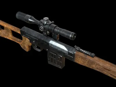Sniper Rifle Dragunov Svd Low-poly 3D model
