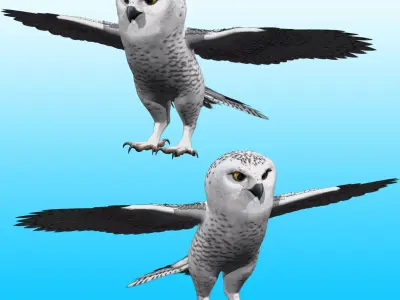 Snowy White Owl Rig 3D model