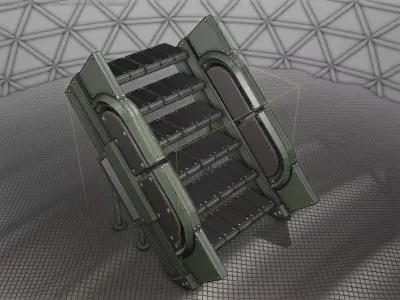 Sci-Fi Stairs - 24 - Green Version Low-poly 3D model