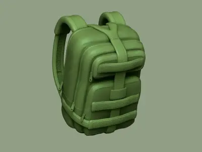Green Army - Camouflage Backpack - Character Military Low-poly 3D model