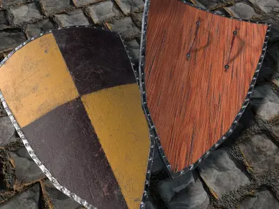 Medieval round shield with coat of arms 11 Low-poly 3D model