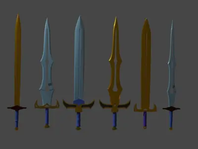 3D Lowpoly Fantasy Swords Low-poly 3D model