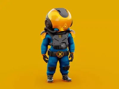 Toon Astronaut F-1 Rigged 3D model