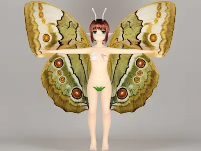 T pose nonrigged model of Chouko anime creature 3D model