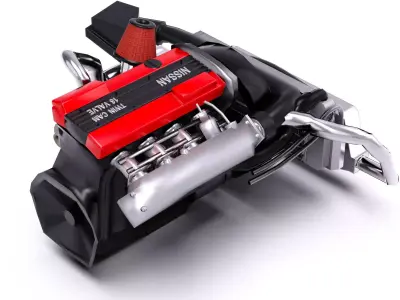 Nissan CA18DET Engine Lowpoly Low-poly 3D model