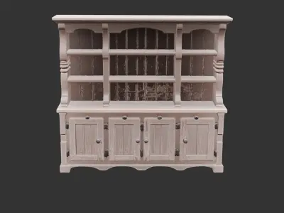 Medieval Kitchen Cupboard Low-poly 3D model