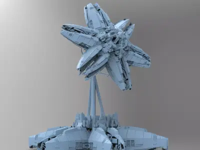 Alien Satellite Dish Base Flower 3D model