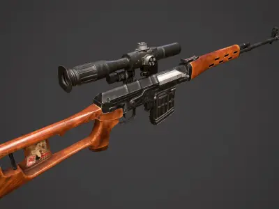 SVD - Dragunov Sniper Rifle Low-poly 3D model