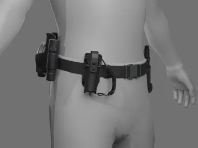 Police Belt Gear Set Low-poly 3D model