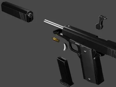 Pistol Gun Fps - Tps Low-poly 3D model