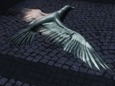 Crow flying 3D model