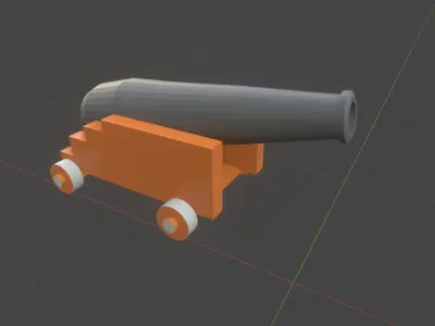 Low Poly Pirate Ship and Canon 3D Model Low-poly 3D model