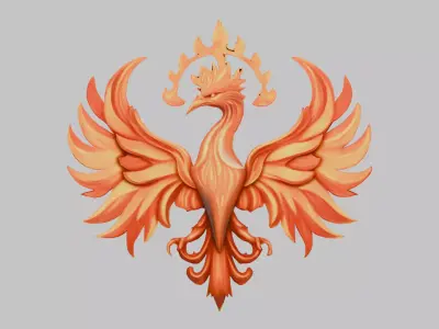 Fiery Phoenix Low-poly 3D model