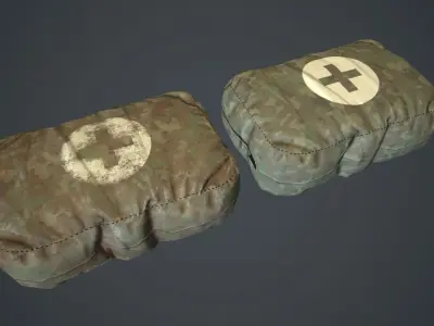 Camouflage First Aid Kit PBR Game Ready Low-poly 3D model