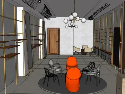 Modern Showroom Interior with Product Stand SketchUp Model 3D model